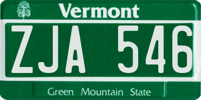VT license plate ZJA546