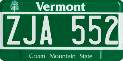 VT license plate ZJA552