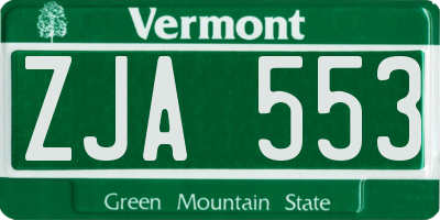 VT license plate ZJA553