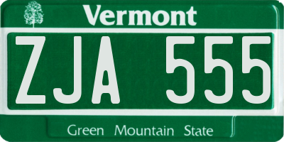 VT license plate ZJA555