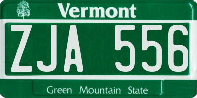 VT license plate ZJA556