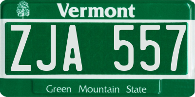 VT license plate ZJA557