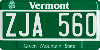 VT license plate ZJA560