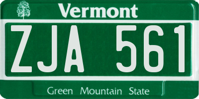 VT license plate ZJA561