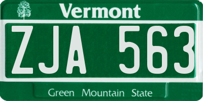 VT license plate ZJA563