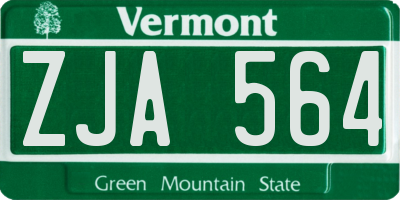 VT license plate ZJA564