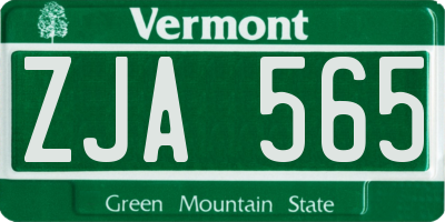 VT license plate ZJA565