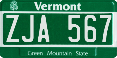 VT license plate ZJA567