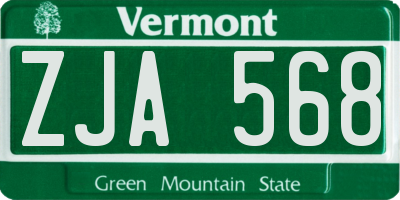 VT license plate ZJA568