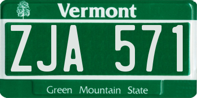 VT license plate ZJA571