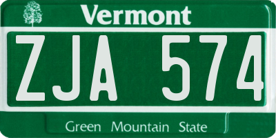 VT license plate ZJA574