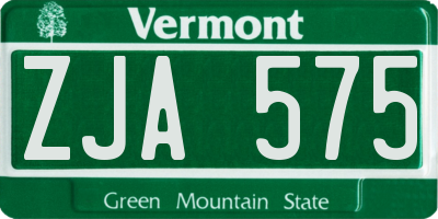 VT license plate ZJA575