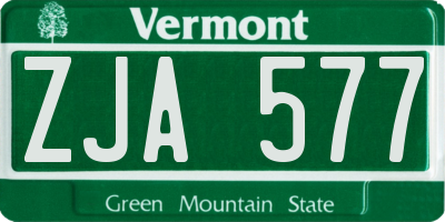VT license plate ZJA577