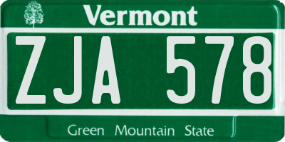 VT license plate ZJA578