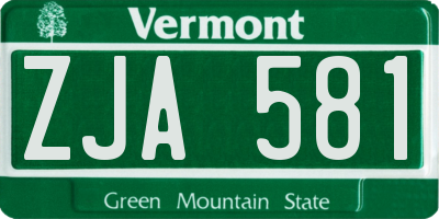 VT license plate ZJA581