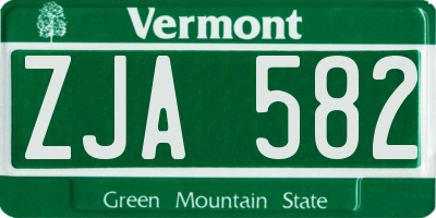VT license plate ZJA582