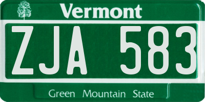 VT license plate ZJA583