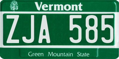 VT license plate ZJA585