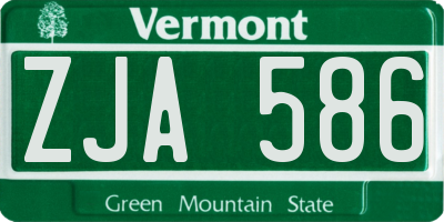 VT license plate ZJA586