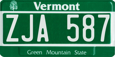 VT license plate ZJA587