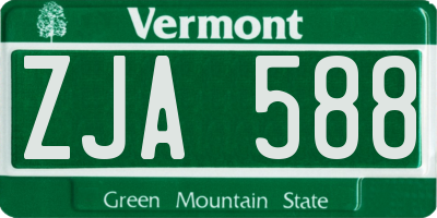 VT license plate ZJA588