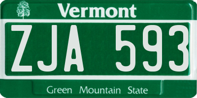 VT license plate ZJA593