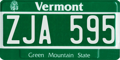 VT license plate ZJA595