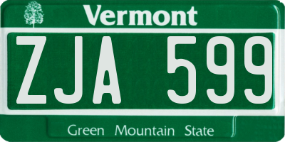VT license plate ZJA599