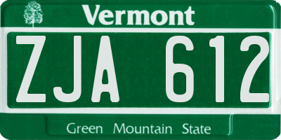 VT license plate ZJA612