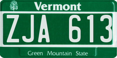 VT license plate ZJA613