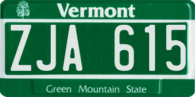 VT license plate ZJA615
