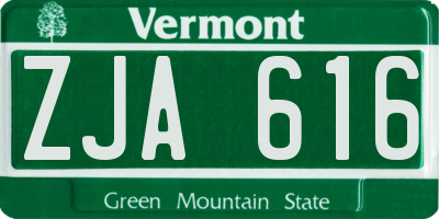 VT license plate ZJA616