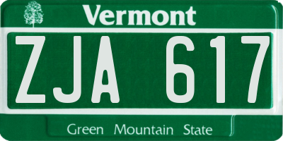 VT license plate ZJA617