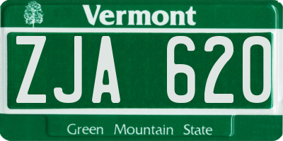 VT license plate ZJA620