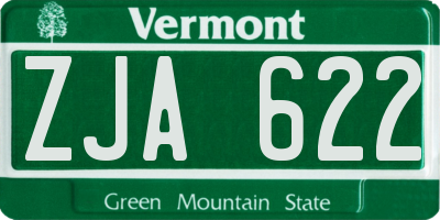 VT license plate ZJA622