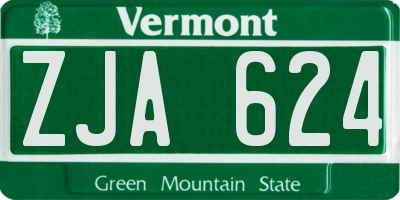 VT license plate ZJA624