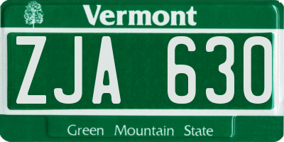 VT license plate ZJA630