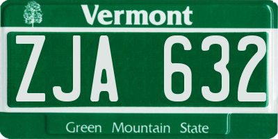 VT license plate ZJA632