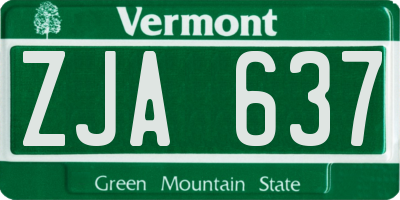 VT license plate ZJA637