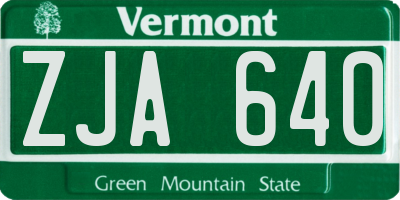 VT license plate ZJA640