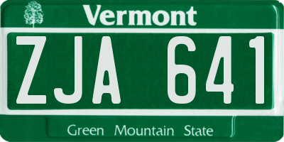 VT license plate ZJA641
