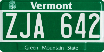 VT license plate ZJA642