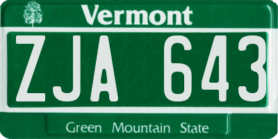 VT license plate ZJA643