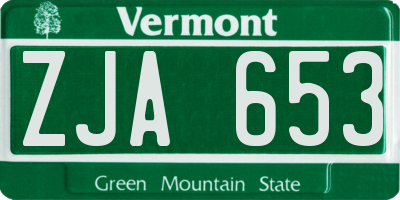 VT license plate ZJA653