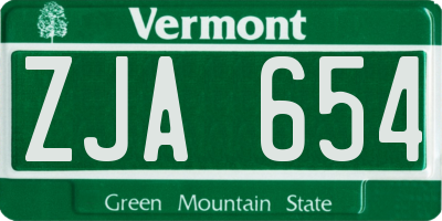 VT license plate ZJA654