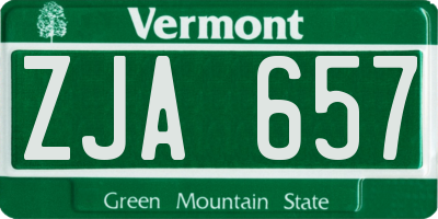 VT license plate ZJA657