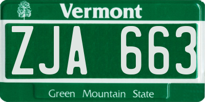 VT license plate ZJA663