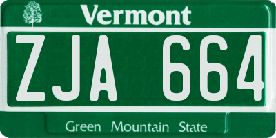 VT license plate ZJA664