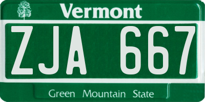VT license plate ZJA667