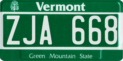 VT license plate ZJA668